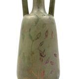 Art Deco green iridescent vase, Montieres France 1930s