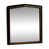 Small antique English rectangular mirror with pediment and oak frame