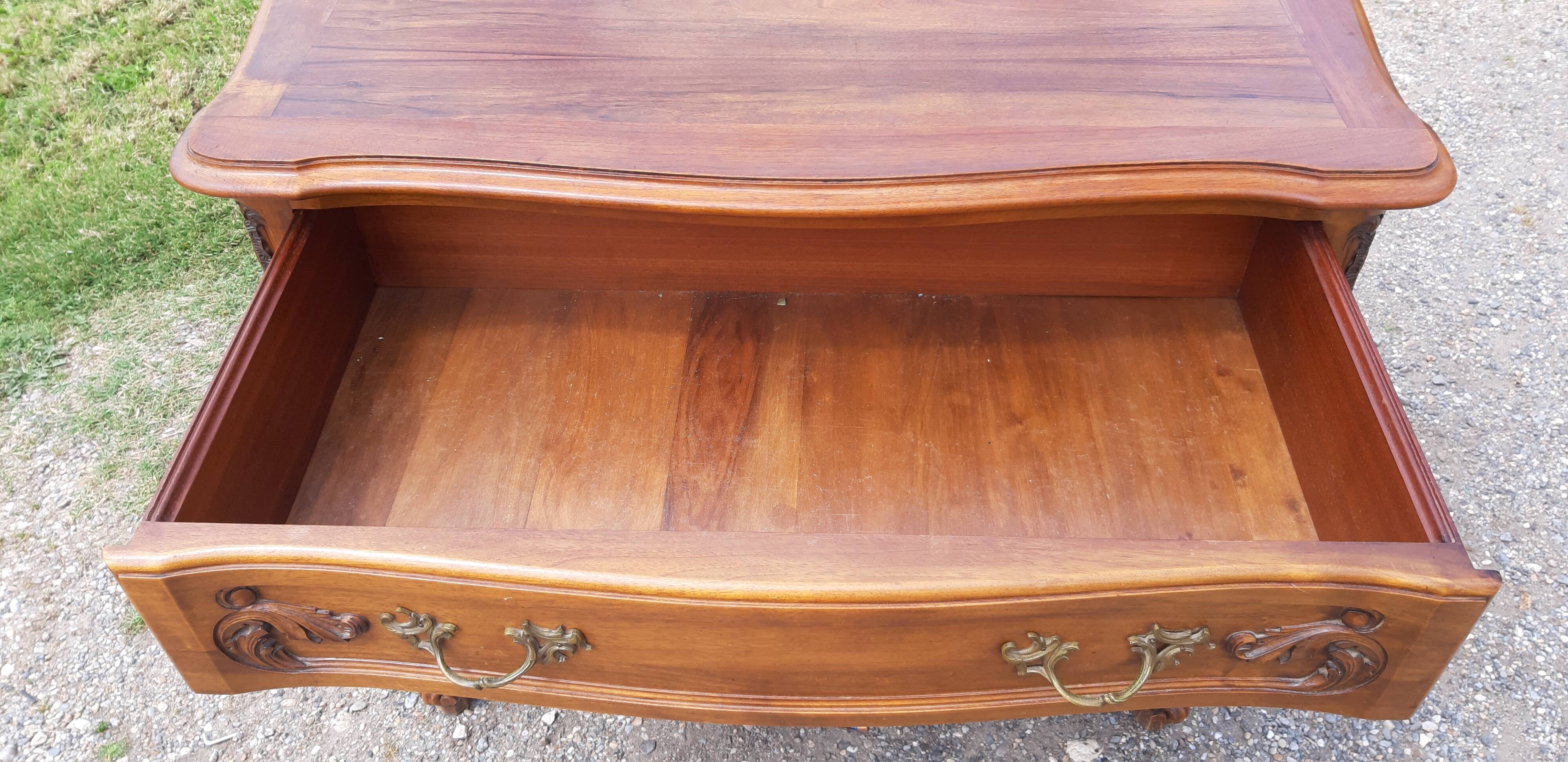 Chest of drawers 3 drawers walnut and brass