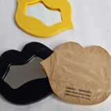 Set of 6 vintage mirrors "Marilyne" creation Samson, black and yellow, 70s