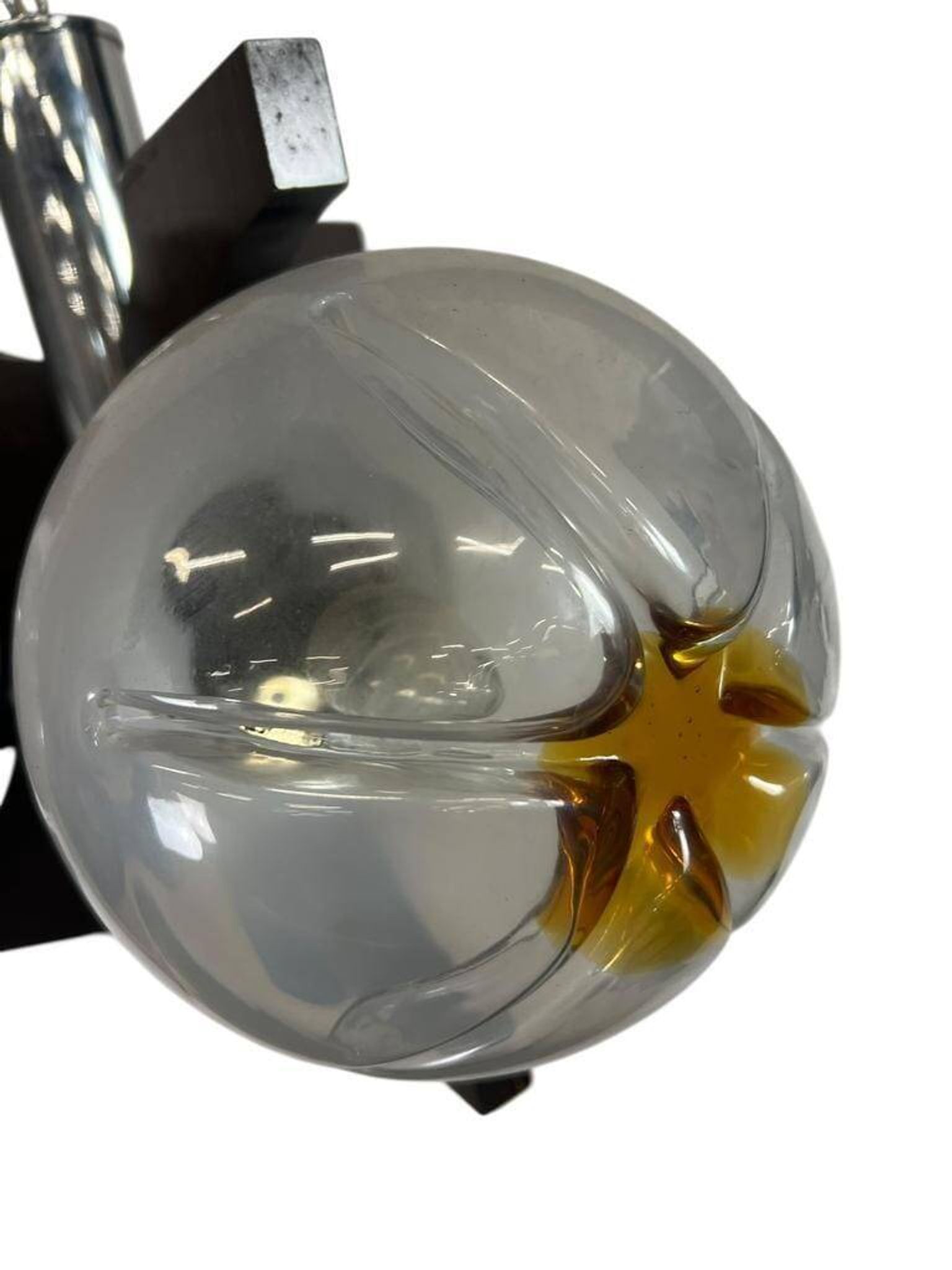 Vintage wooden suspension with Murano glass by Mazzega.