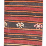 3x10 Red Brown Kilim Runner Rug 80x303Cm