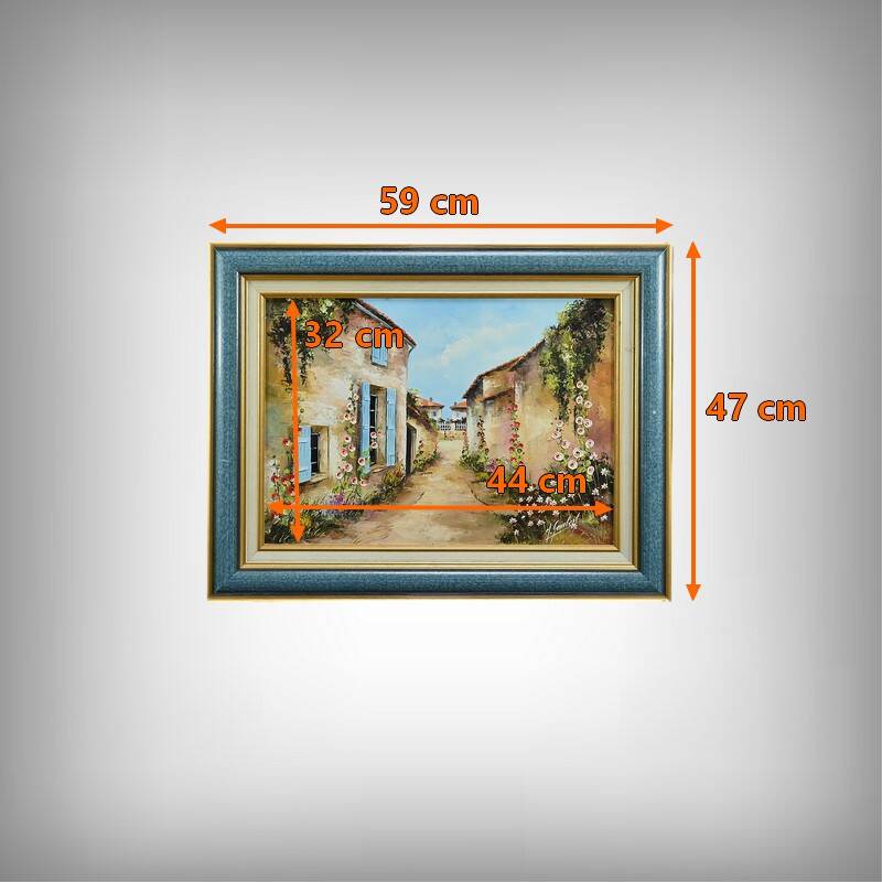 Painting “The Blue Shutters”, signed J. Gaubert – 2nd part 20th century