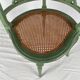 Chaise de coin en bois laqué vert et assise cannée, XXe
