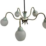 vintage 'gold' chandelier / pendant with mint blue accent