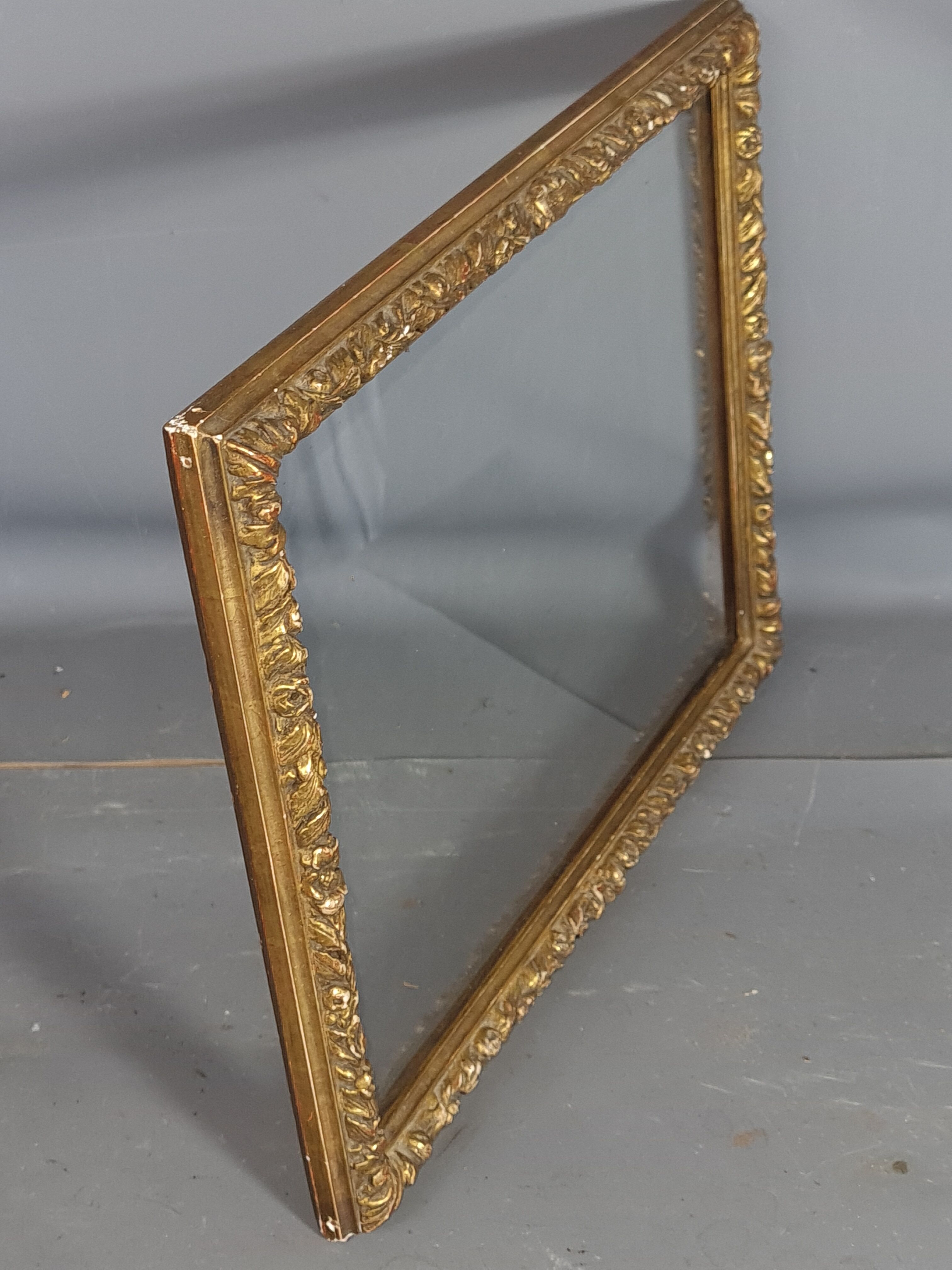 Nineteenth century frame gilded stucco wood decoration of roses 34x27 foliage 30.8x24.2 cm SB