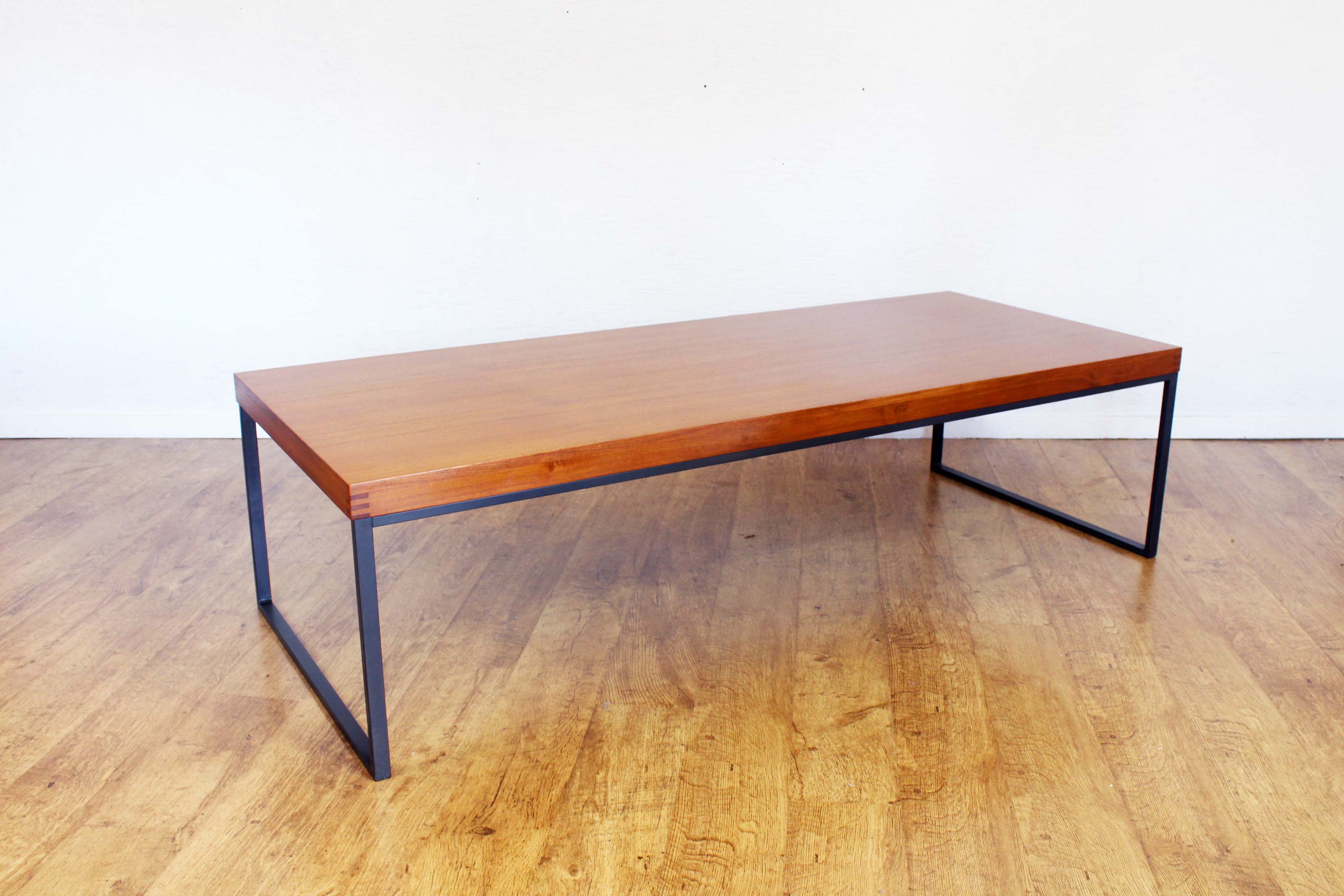 Large teak and metal coffee table