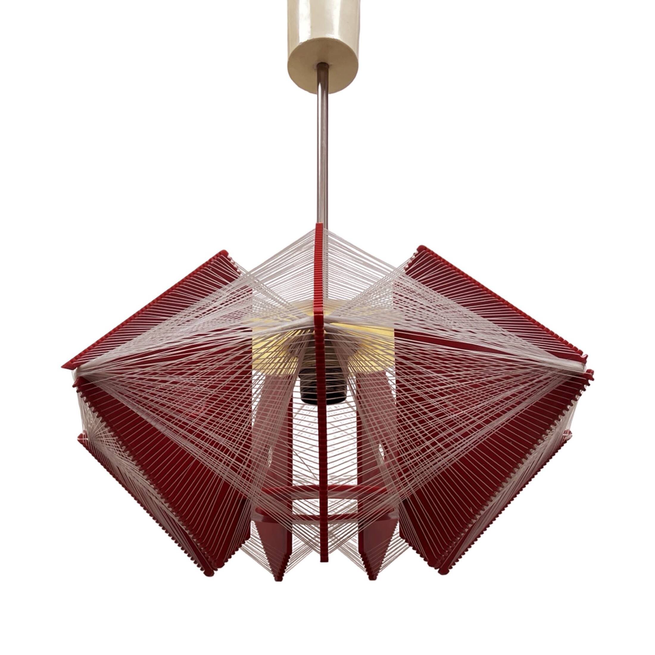 "Rozwój" Kłobuck hanging string lamp, Polish design from the PRL 1970