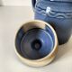 Blue speckled stoneware jug with integrated filter