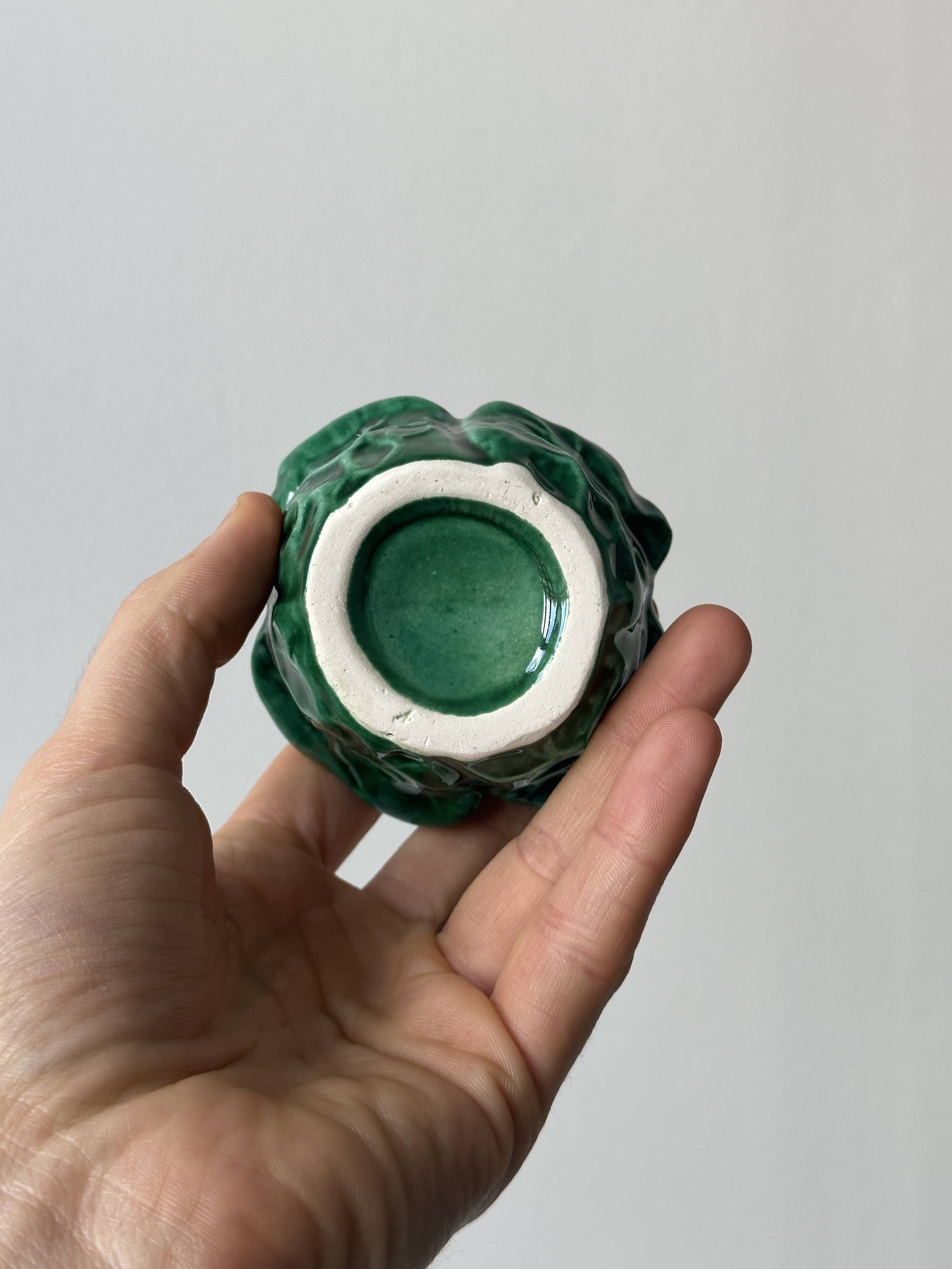 Small ceramic cabbage, sugar sauce boat.