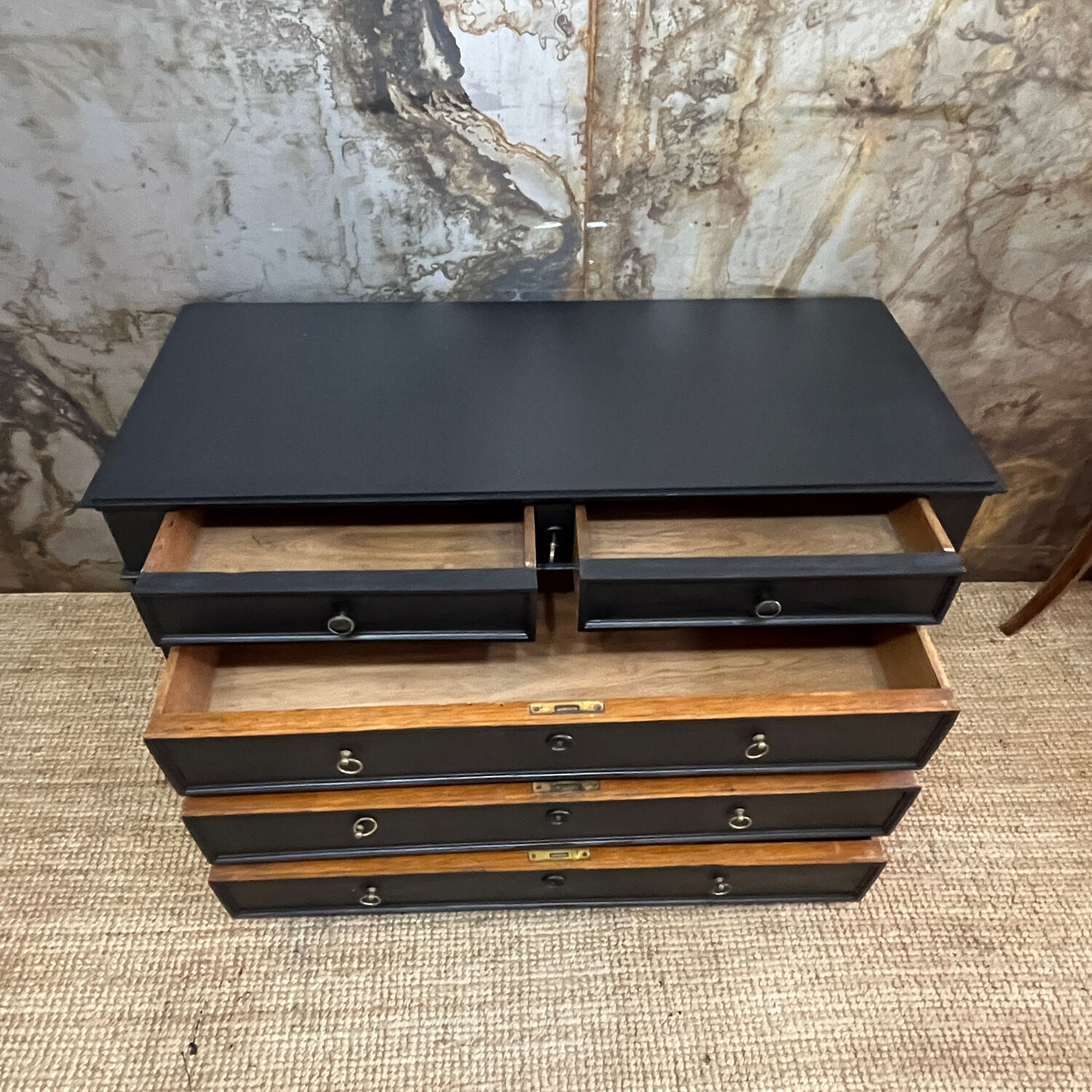 Black velvet empire chest of drawers