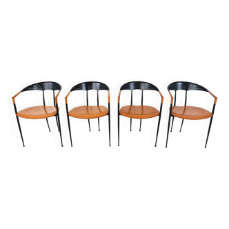 Set of 4 post modern dining chairs by Tetide Italy - 1980s