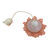 1930s Clear and Milk White Glass Ruffled Lampshade