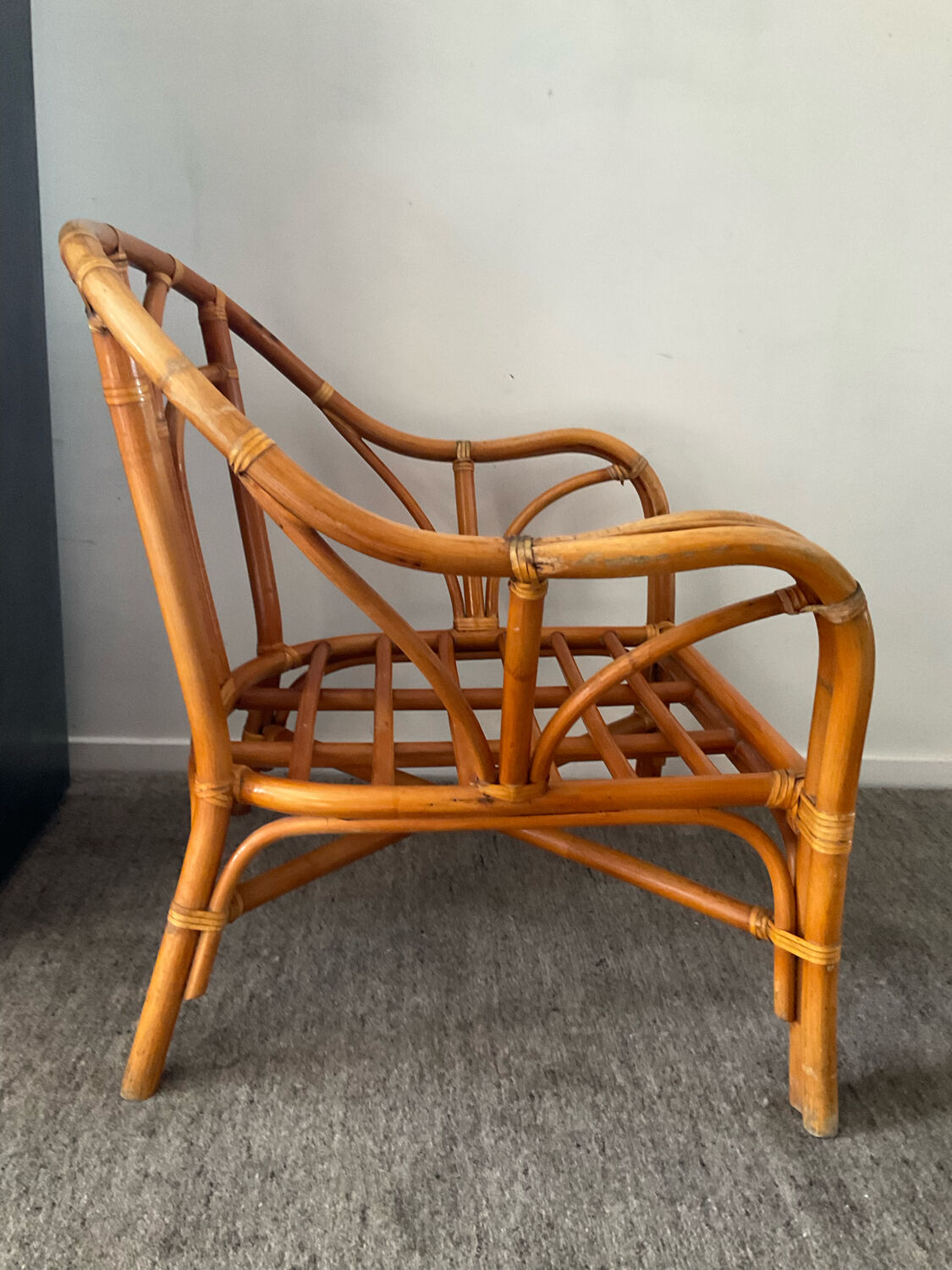 Vintage rattan armchair 70s
