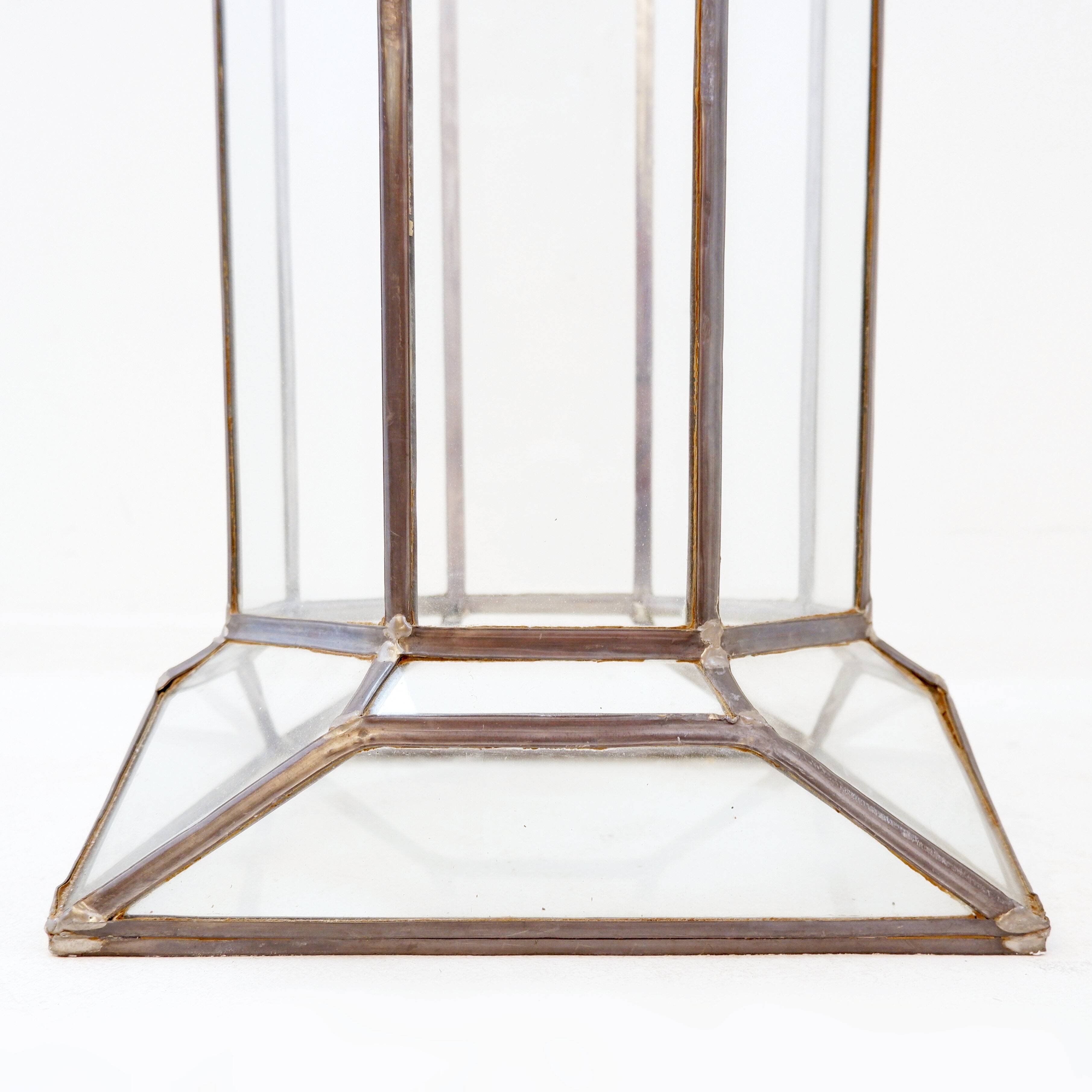 Art Deco glass and zinc pedestal column