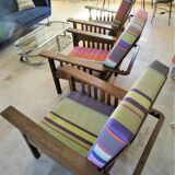 Morris armchairs reclining backrest in exotic wood