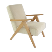 Fauteuil kompas velours côtelé crème
