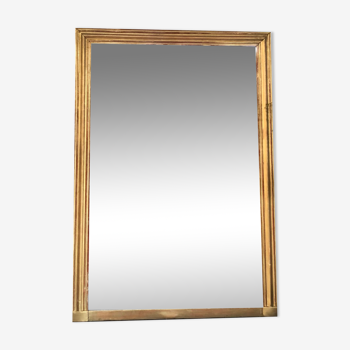 Miroir époque 19ème doré à la feuille d’or 158,5cm/113cm glace au mercure piquée, parquet au dos