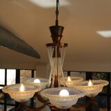 Art Deco lustre, opalescent glass, Ezan & Petitot, signed.