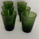 Carafe et 6 verres en verre vert bullé
