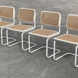 Suite de 4 chaises modèle Cesca b32 en blanc par Marcel Breuer 1987