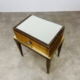 Art Deco mirror and brass bedside table