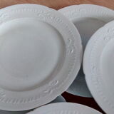 Set of 8 flat plates in white porcelain from Limoges