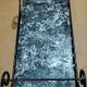 Polished Black and White Emperador marble coffee table, wrought iron base in Morocco