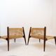 Pair of lounge chairs in woven jute rope and solid wood