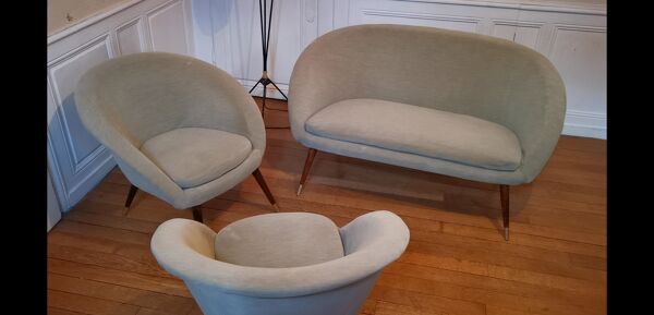Canapé sofa coquillage rond 2 places gris