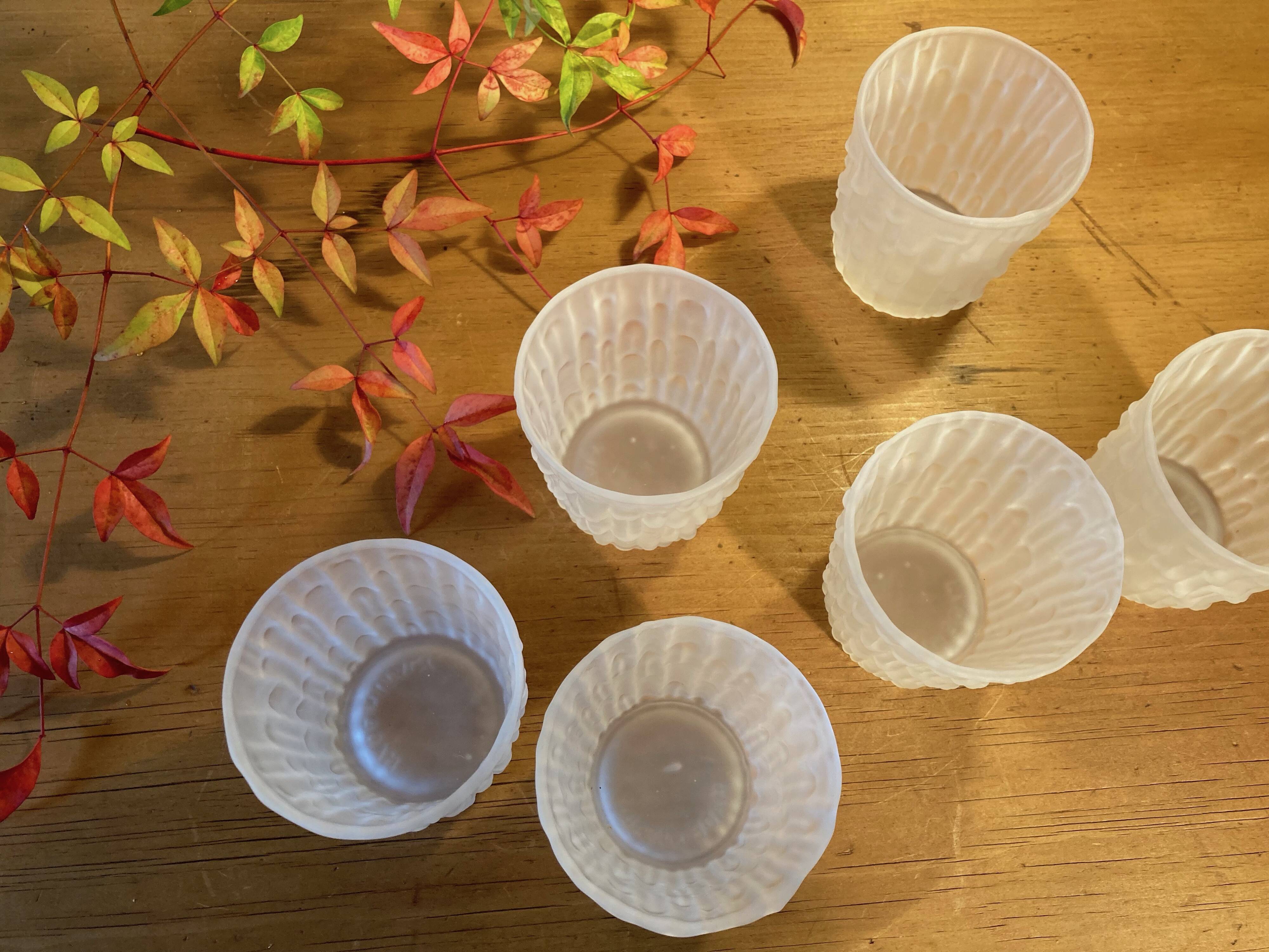 Frosted effect textured glasses / cups, made in Italy