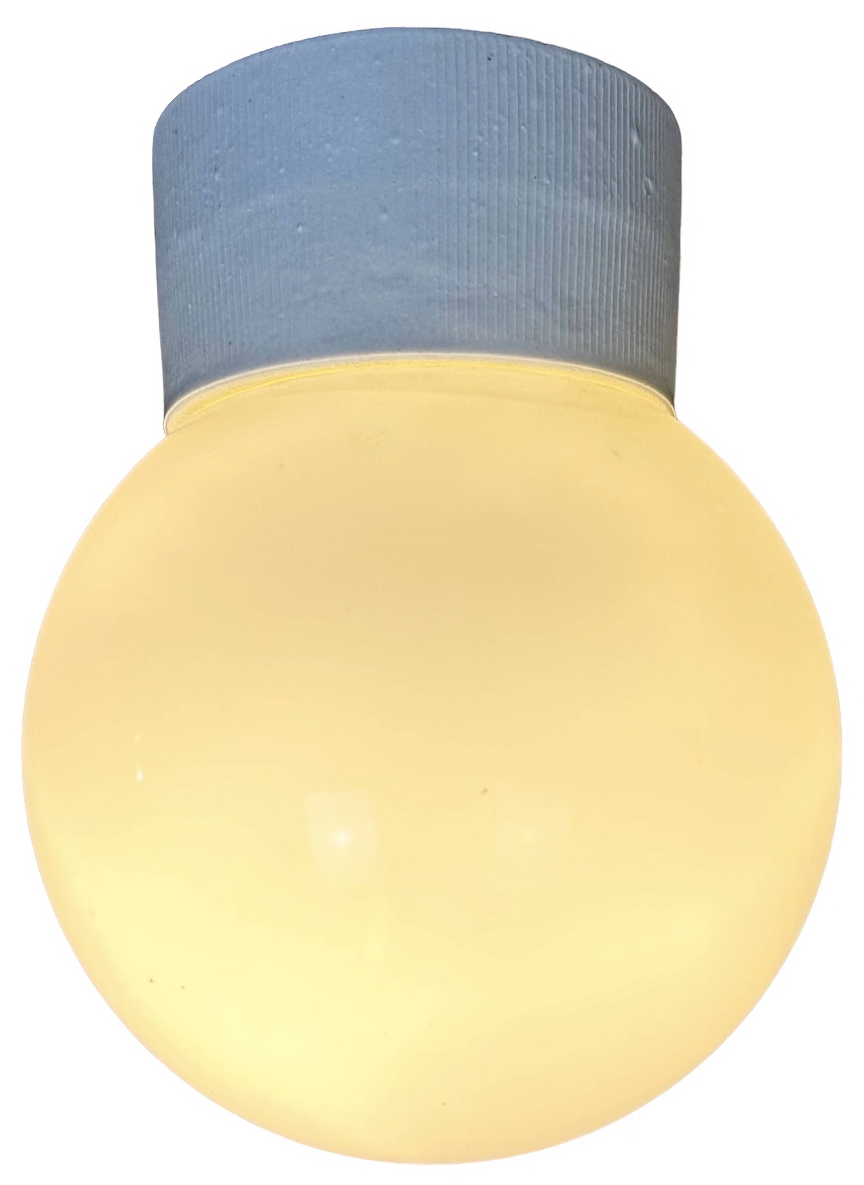 Vintage White Porcelain Ceiling Light with Milk Glass, 1960s