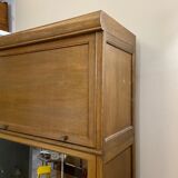 Dark wood display case 4 compartments and 1 drawer