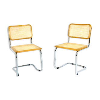 Set of 2 chairs "B32" Marcel Breuer, Italy, 1990
