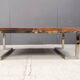 Table basse en cuir et chrome, années 1970