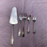 5 silver-plated cutlery, pie server, two forks, small fork and spoon, punch