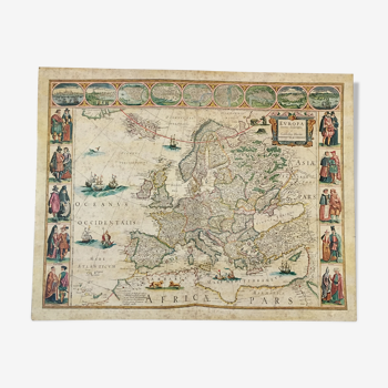 Historical map of Europe on wood