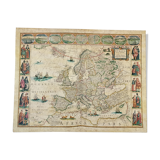 Historical map of Europe on wood
