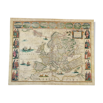 Historical map of Europe on wood