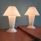 Pair of Peill & Putzler mushroom lamps in white opaline