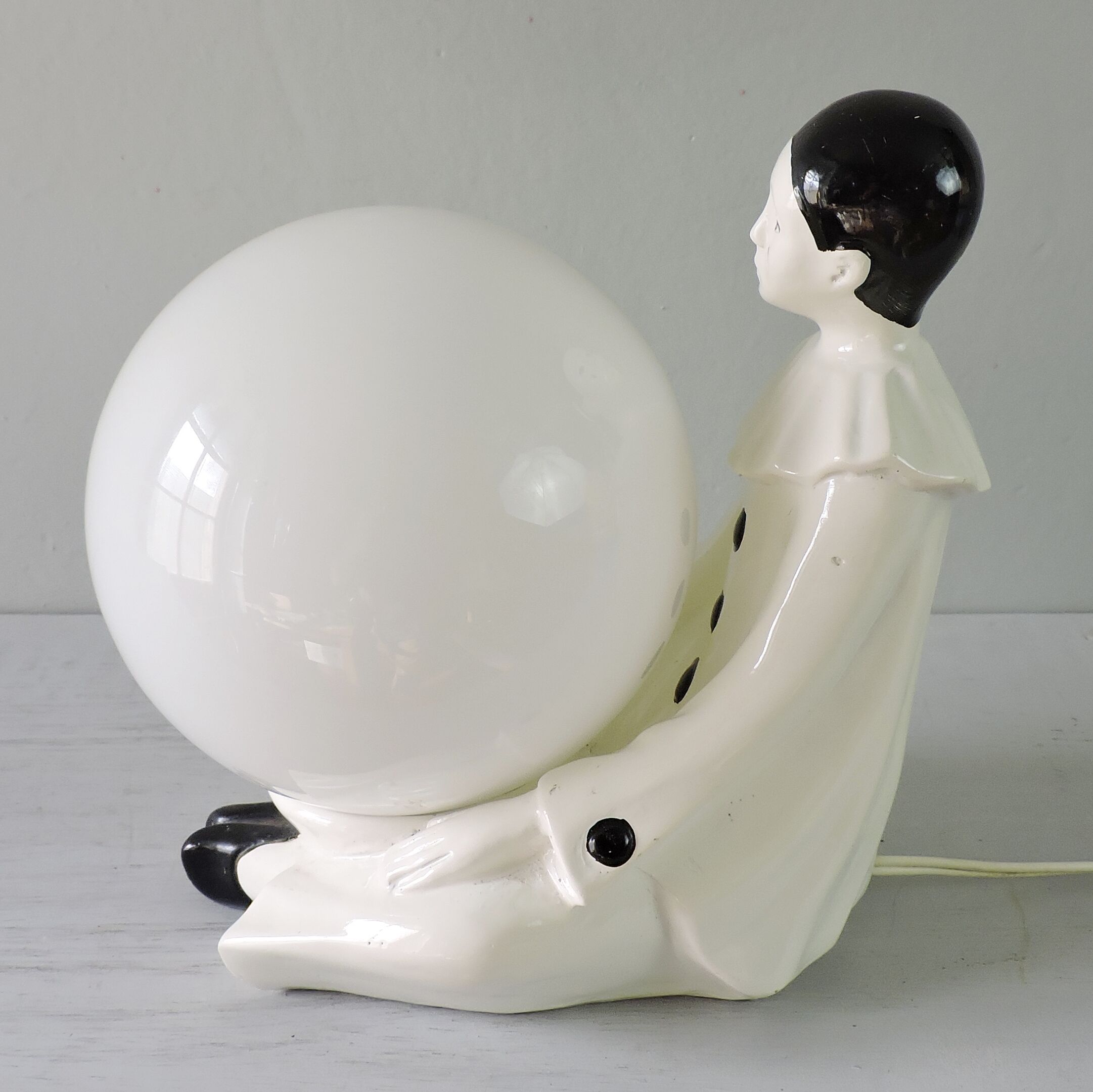 Vintage ceramic lamp Pierrot 70s