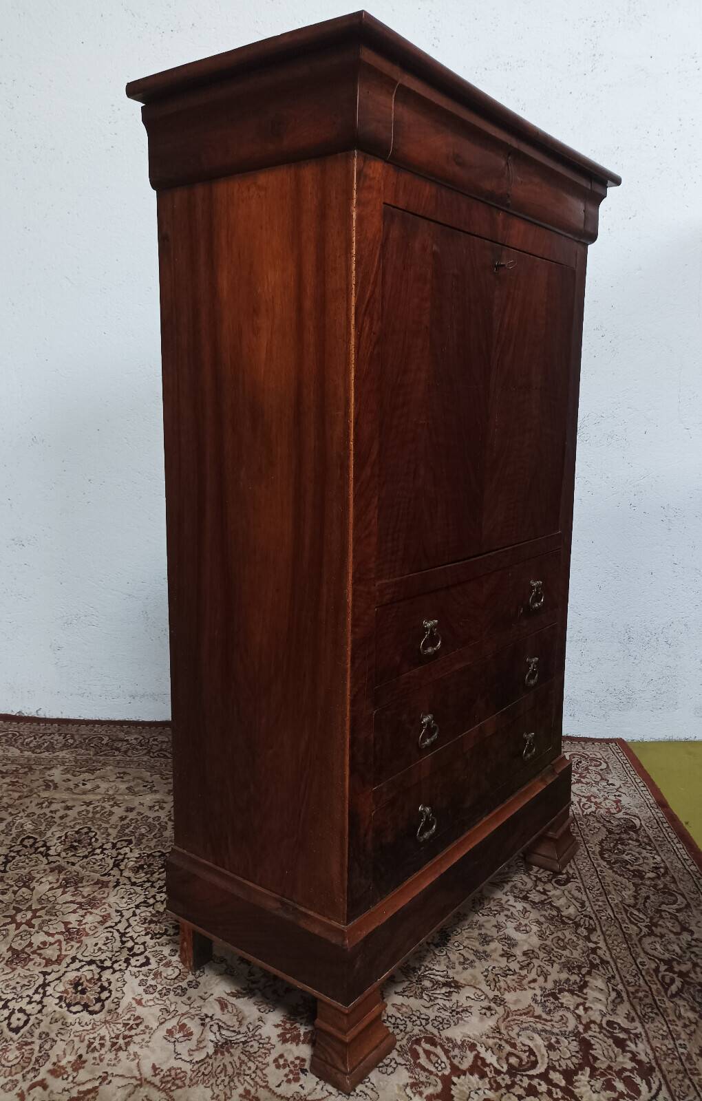 Louis Philippe secretary in oak and walnut burl.
