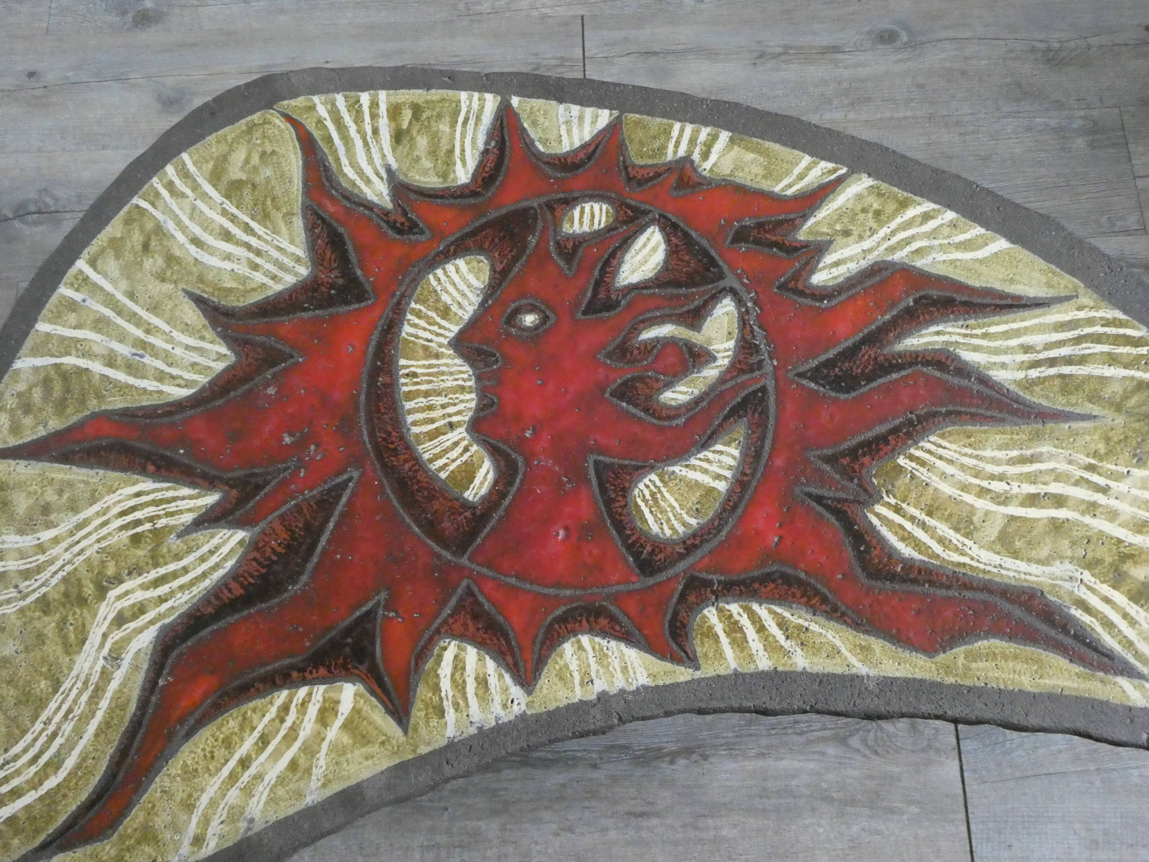 Enamelled lava coffee table, Jean Jaffeux, free form