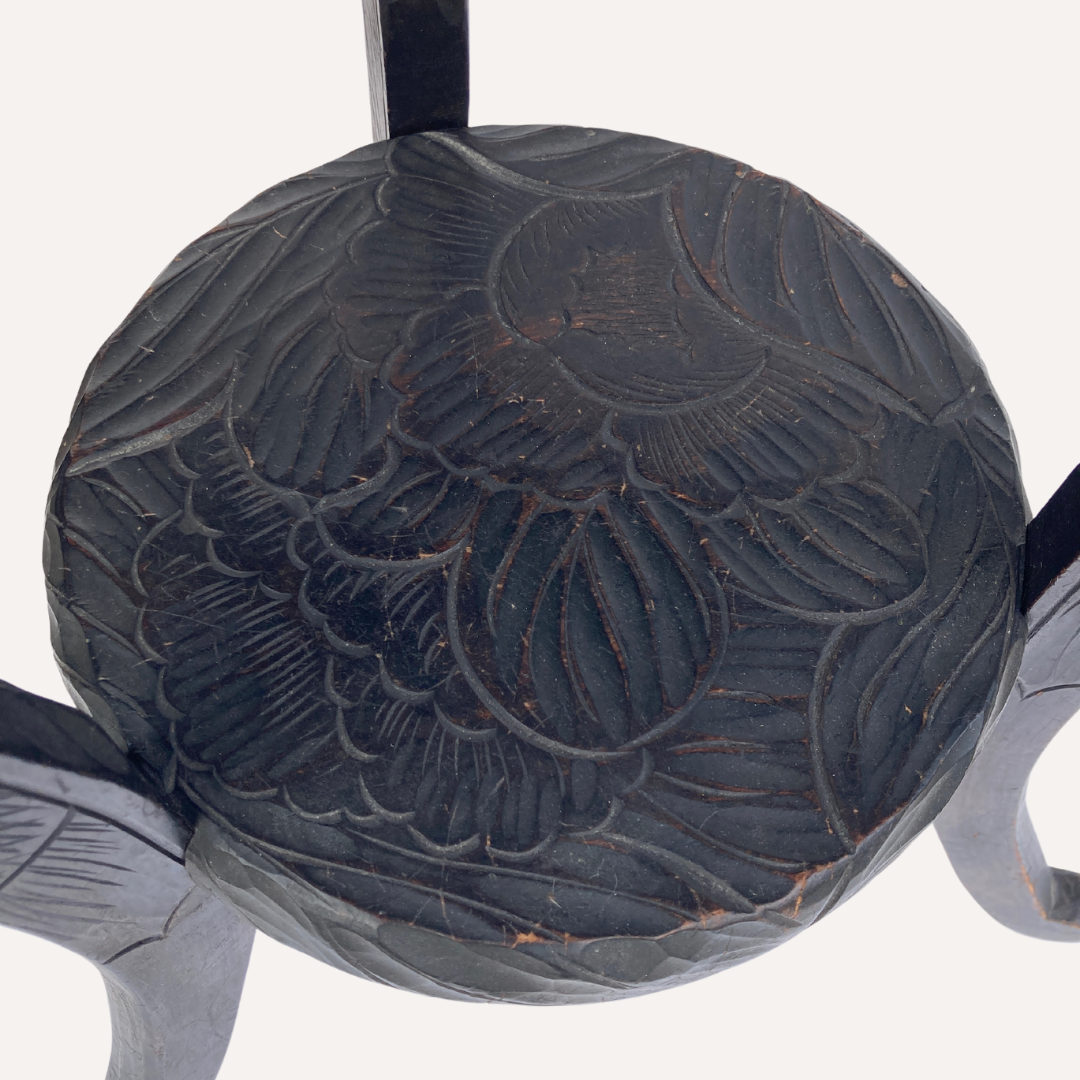 Liberty London 1905 Japanese hand carved floral side table or plant stand