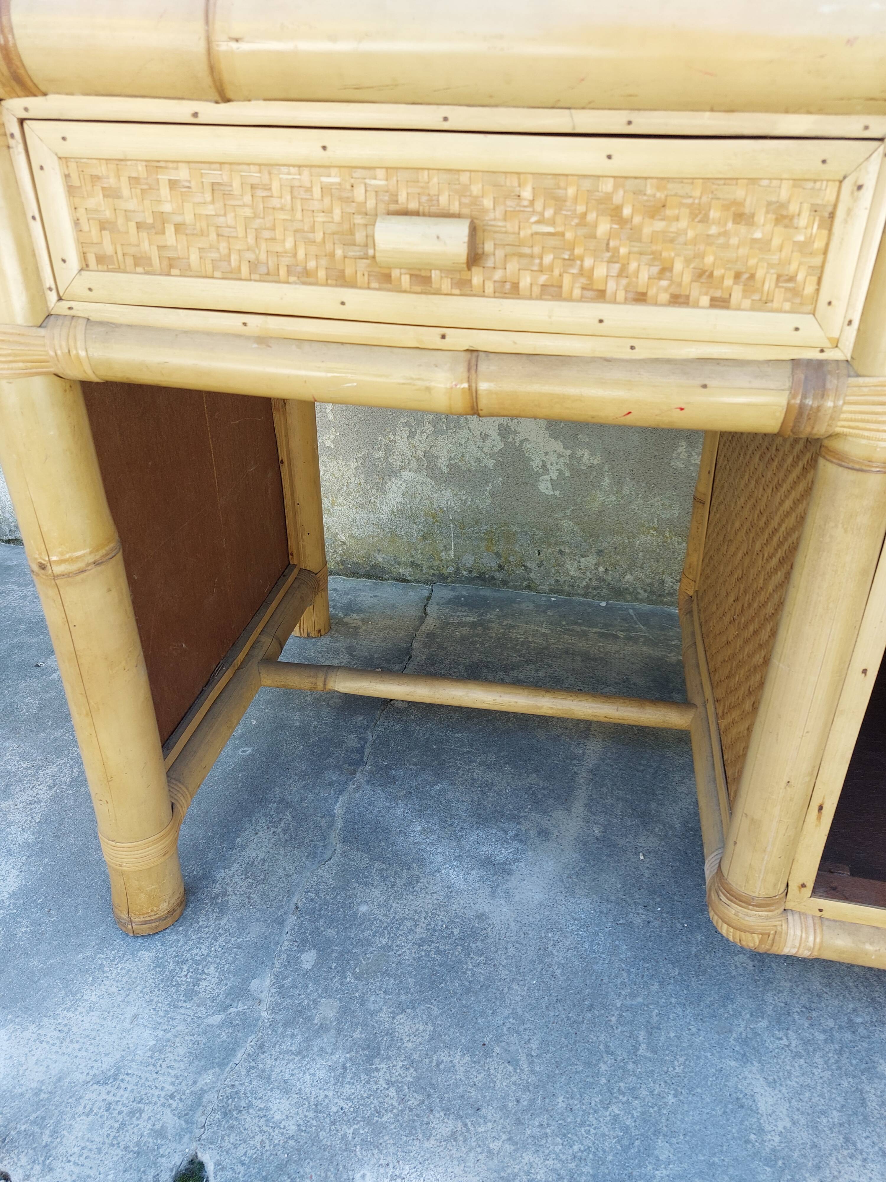 Coiffeuse en bambou 1970 vintage