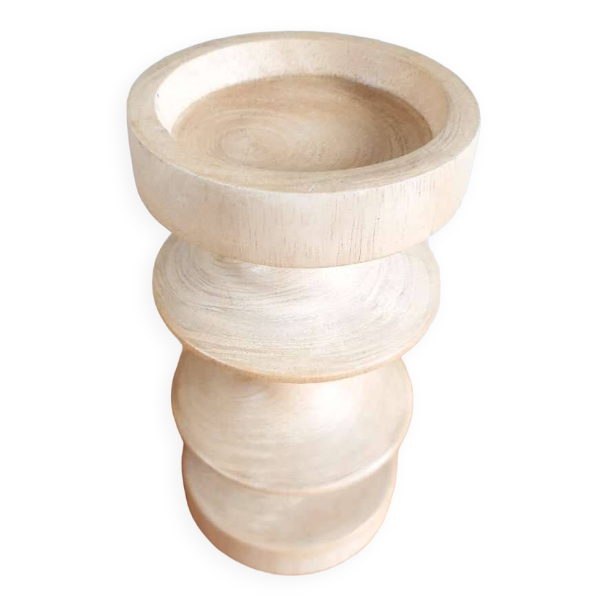 Turned wooden candle holder