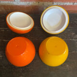 Ice Buckets Apple + Lemon Plastic Orange Yellow 70’s Vintage