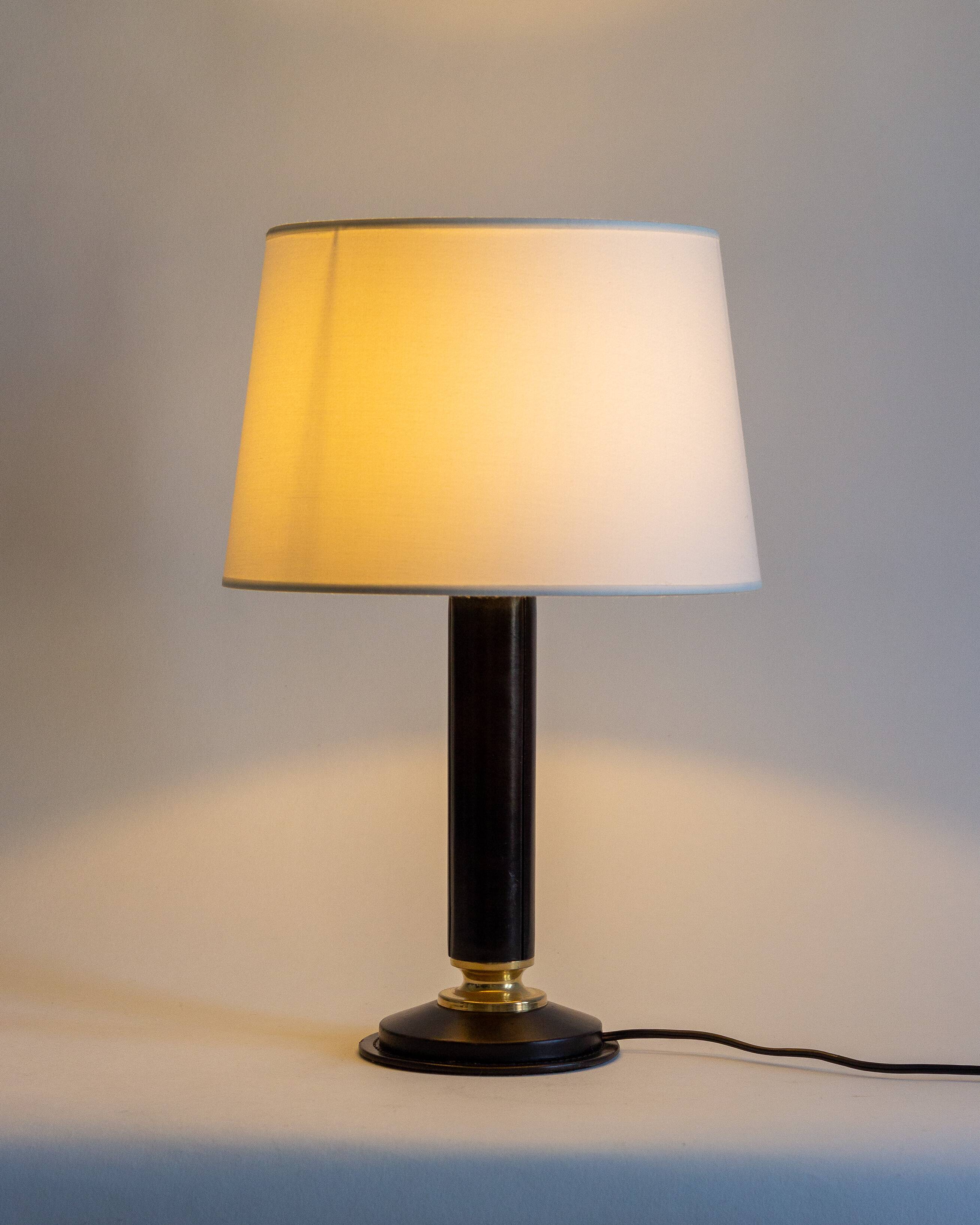 Leather lamp base, Le Tanneur (attr.), France, 1950s/1960s