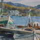 Watercolour painting "Trawlers at Anchor – Port-Vendres" signed Loui