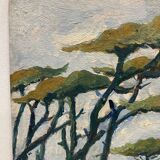 Pine painting and vintage river